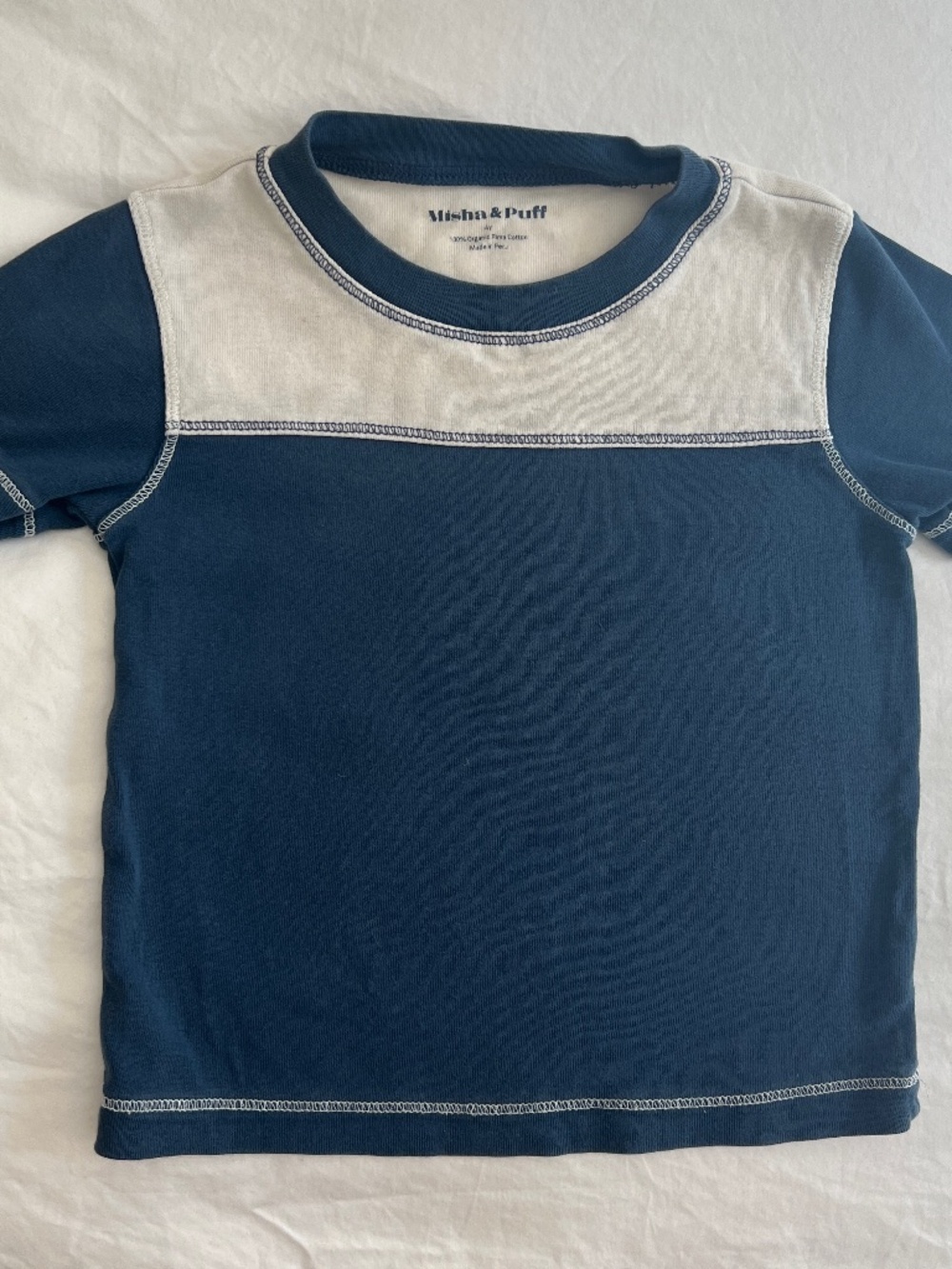 Misha and Puff Marine Blue & White Bleacher Colorblock tee 4